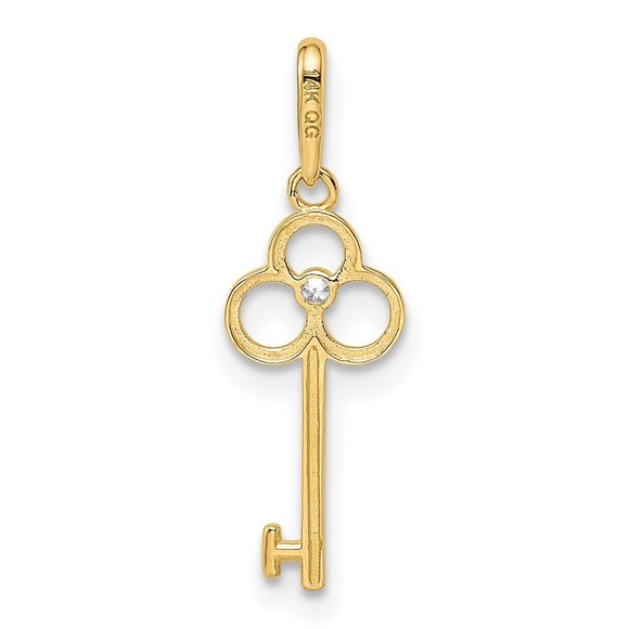 14k CZ Key Pendant - Picture 3 of 4